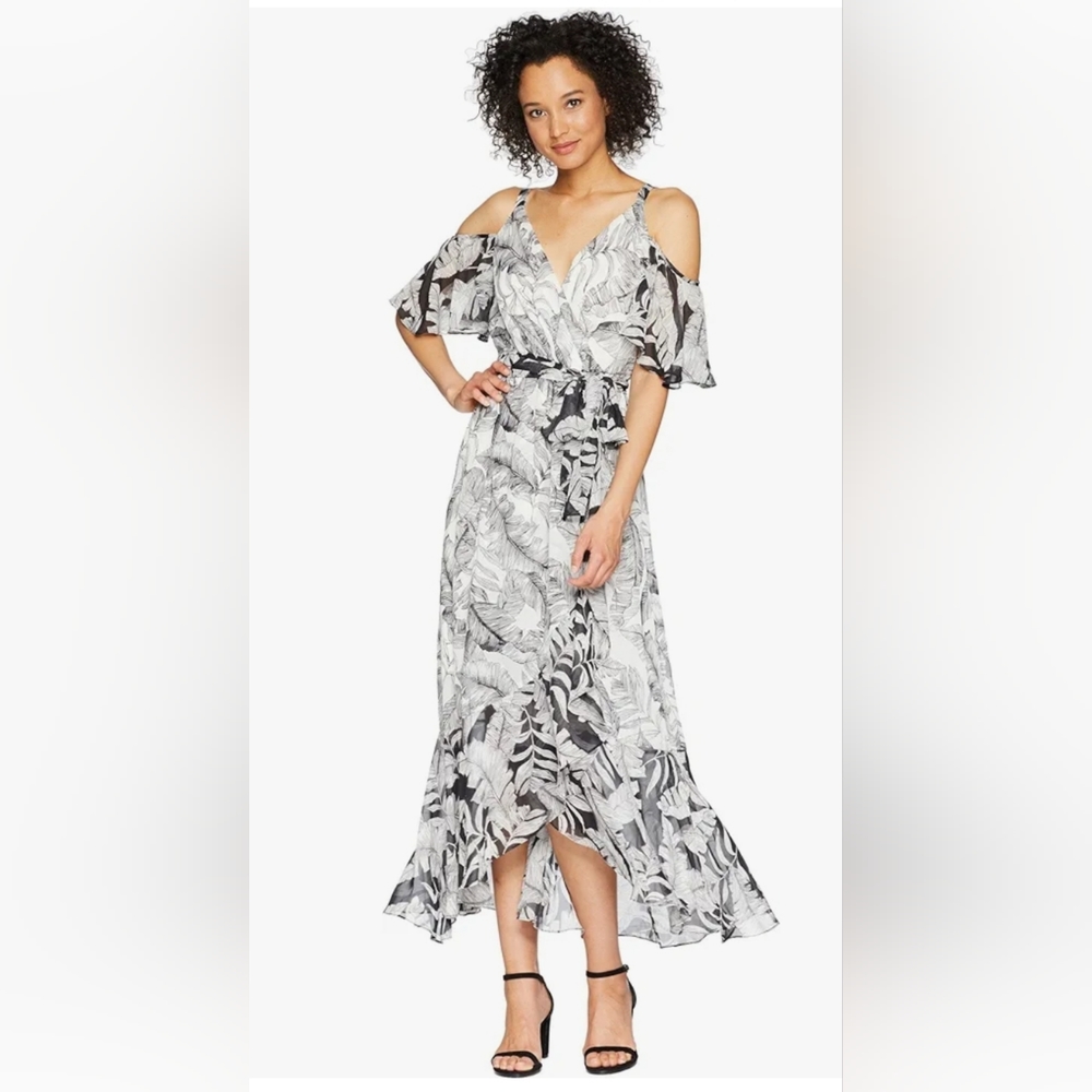 Sangria Women's Cold Shoulder Maxi Dress, Black/Grey, 4